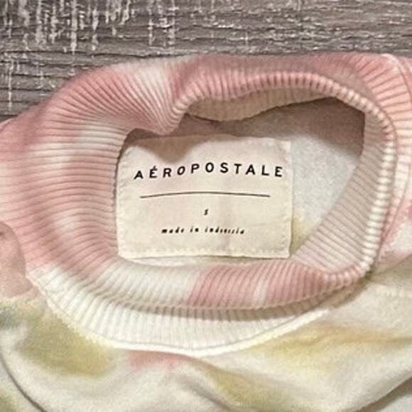 Aeropostale Tie-Dye Cinched Cropped Mock Sweatshirt Size Small - Picture 7 of 9